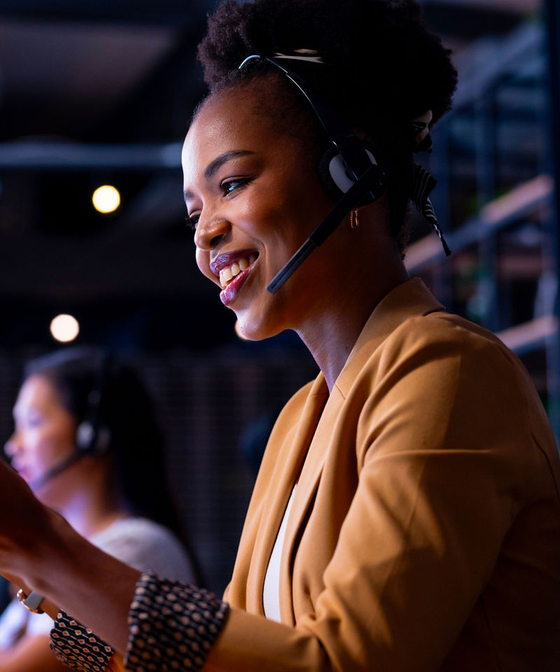 Coworkers participating in a meeting remotely.
