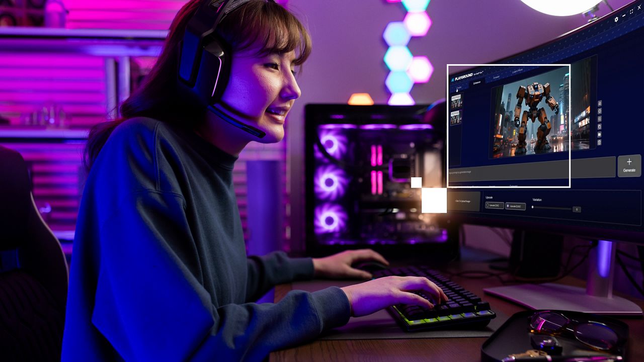 Gamer on a desktop with Intel® Core™ Ultra Series 3