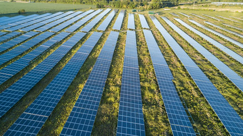 Aerial view of solar farm