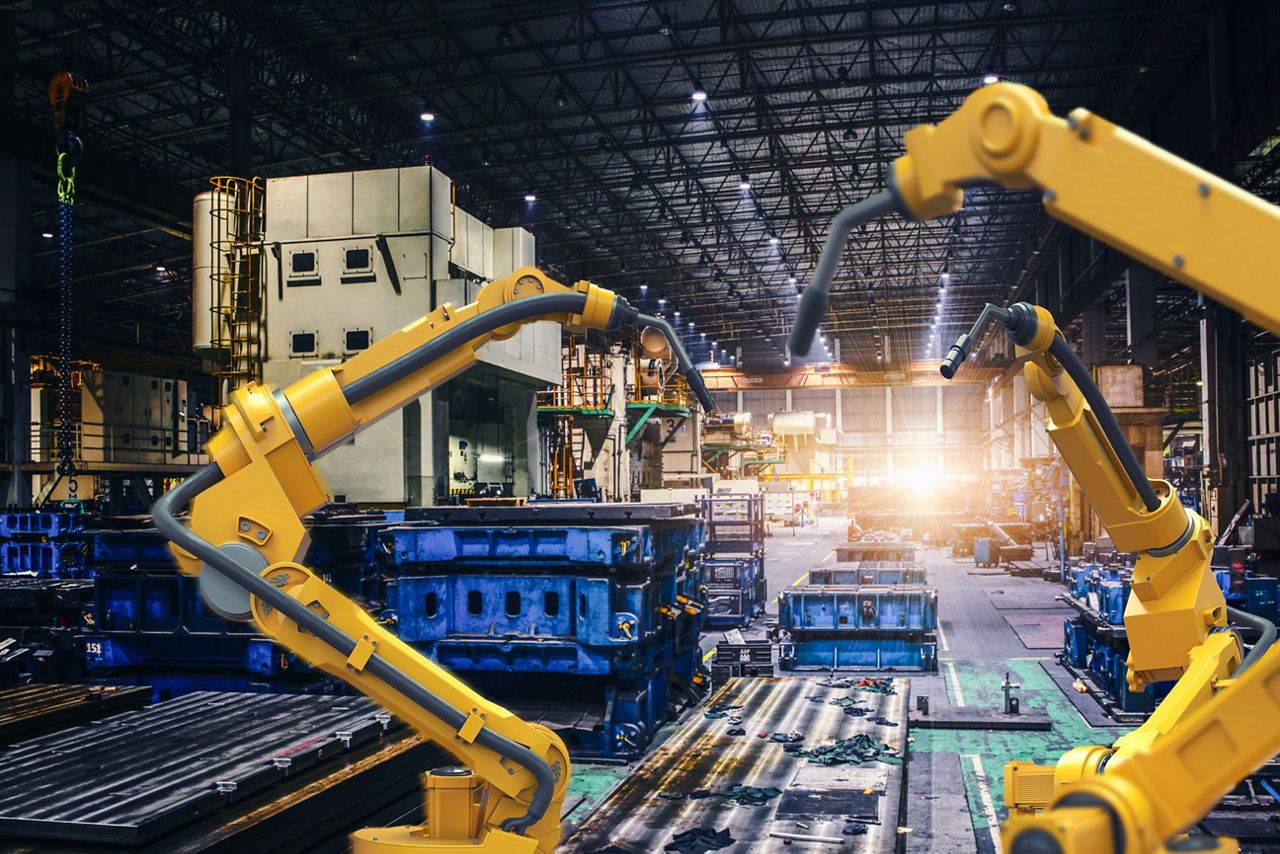 Huge smart robot machine technology digital learning industry