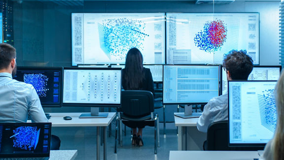 Workers on computers