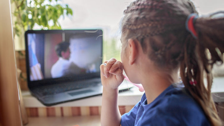 Girl laptop online school