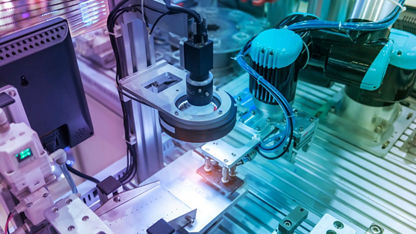 Smart robot in manufacturing industry for industry 4.0 and technology concept. Robotic vision sensor camera system in intelligence factory