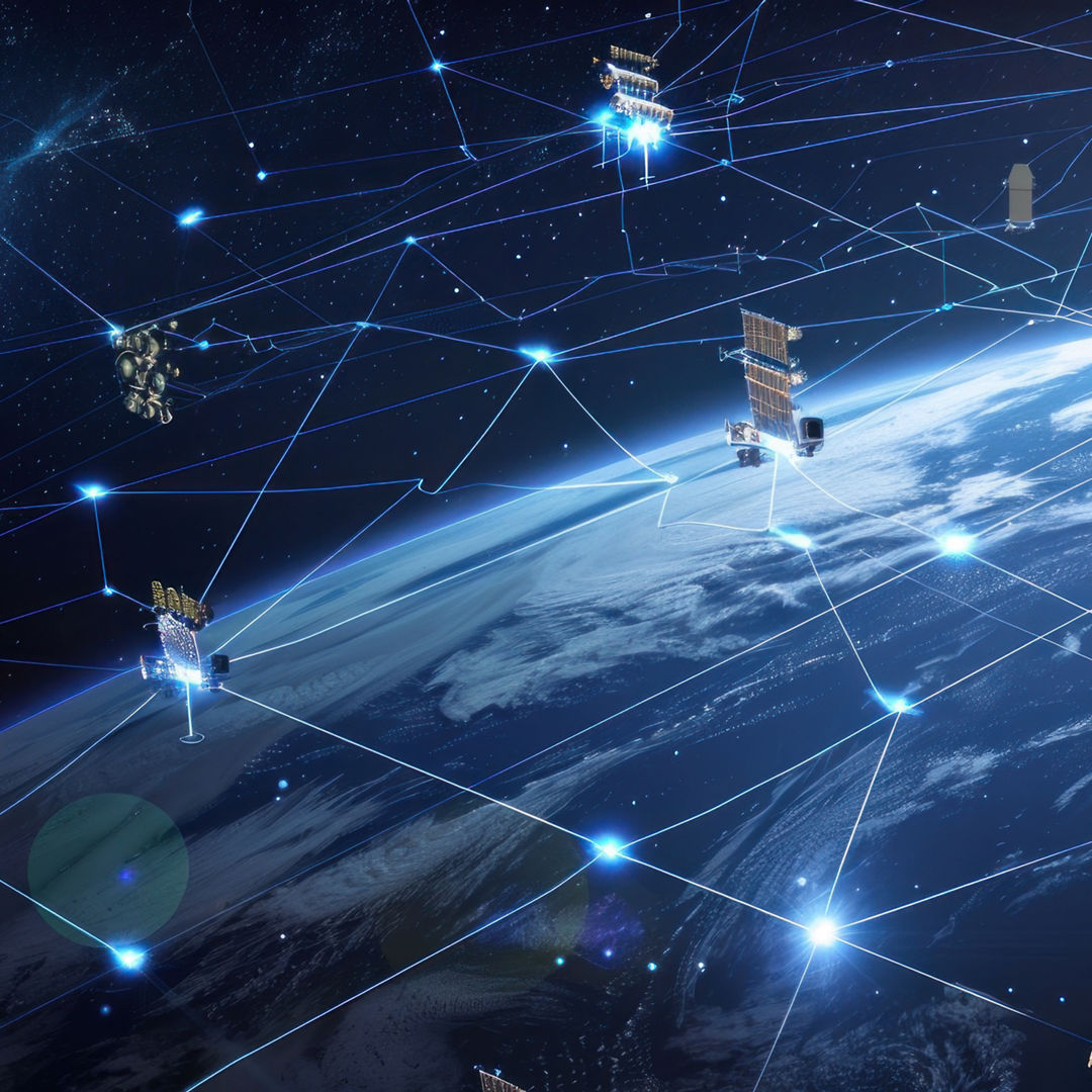 Digital representation of Earth with network connections.