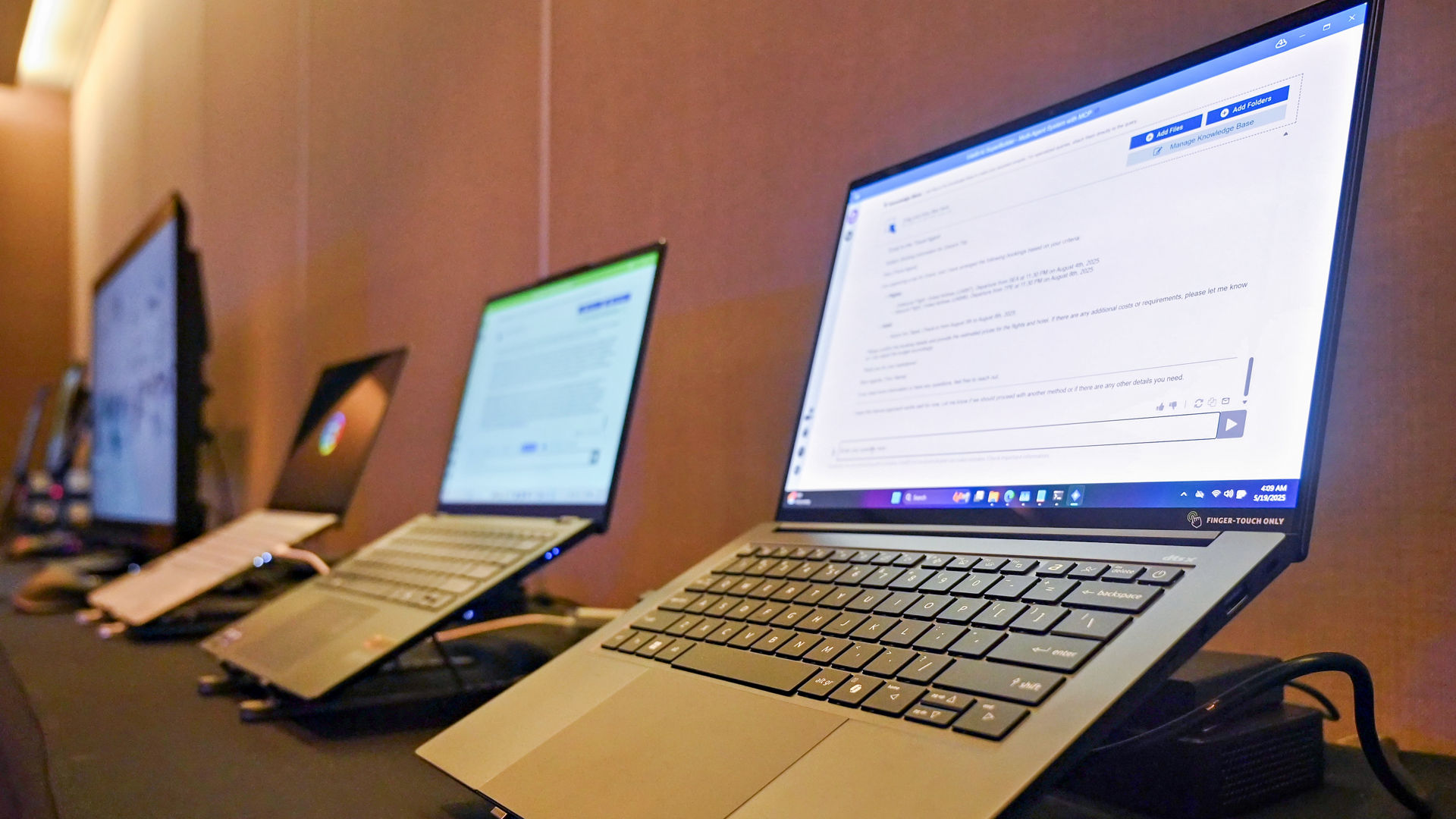 Intel AI PCs with Core Ultra processors on display.