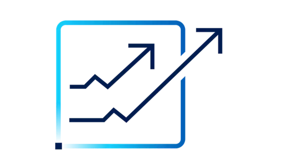 Diagramm mit Aufwärtsentwicklung