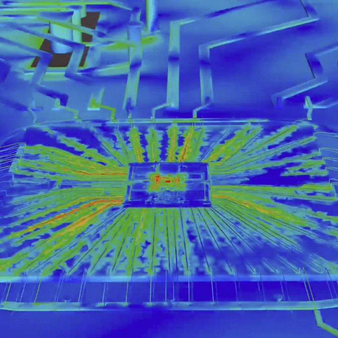 Thermal simulation of a chip
