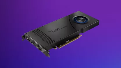 Nền màu tím với GPU Intel® Arc™ Professional
