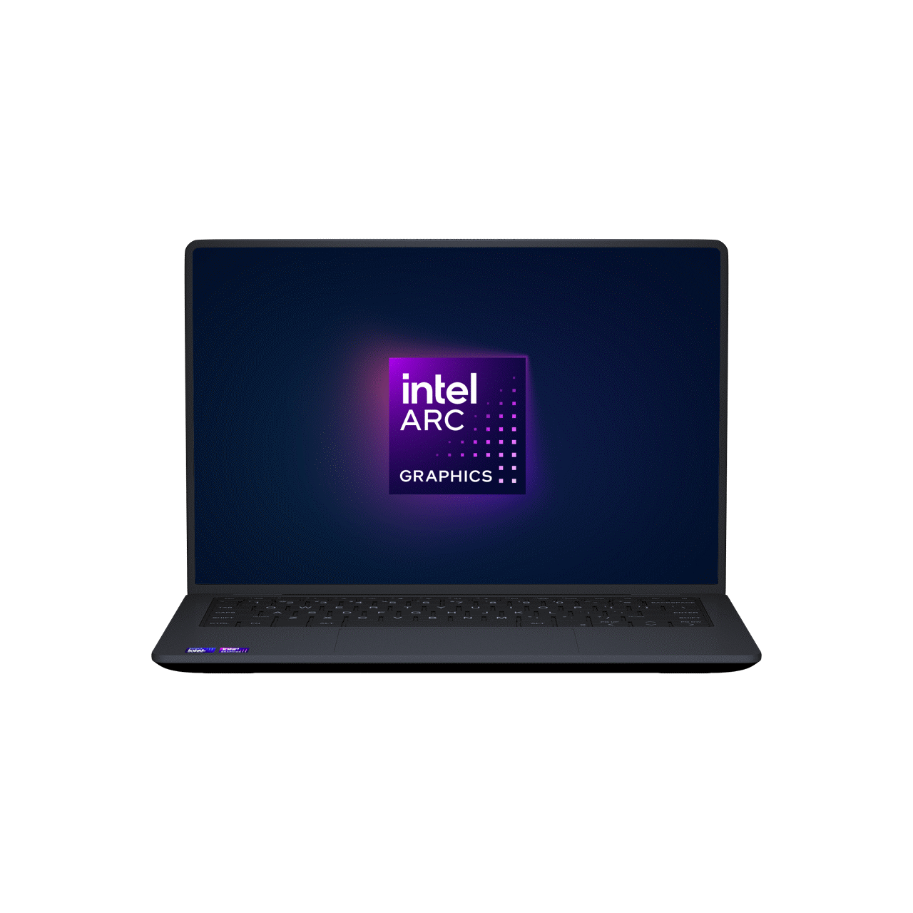 Laptop displaying Intel Arc graphics