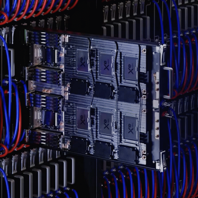 Server rack with connected hardware