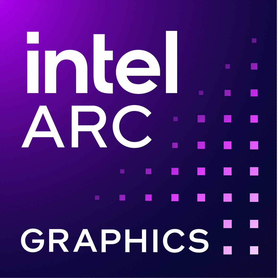 "Intel® Arc™ graphics Badge 
This asset can be used with any marketing communications starting with Intel Arc B-Series graphics, or built-in Intel Arc graphics available on Intel® Core™ Ultra processors (Series 2)."