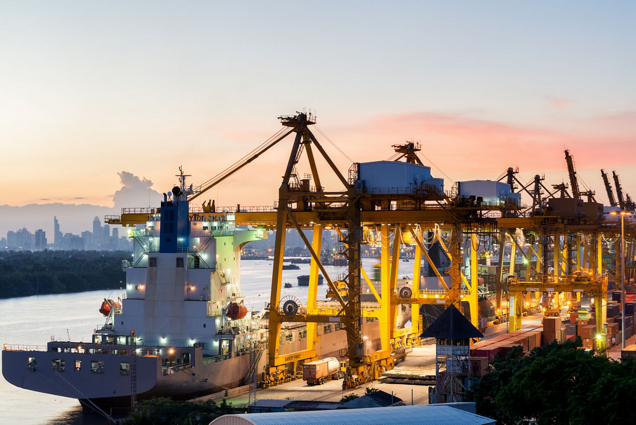 Cargo containers in Bangkok port