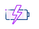 A battery icon with a lightning bolt representing power and energy