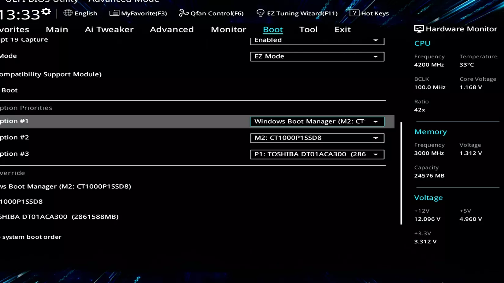 Layar prioritas boot BIOS