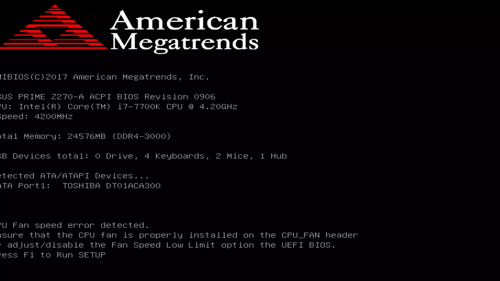 Pesan kesalahan boot BIOS
