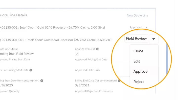 Change request approval button