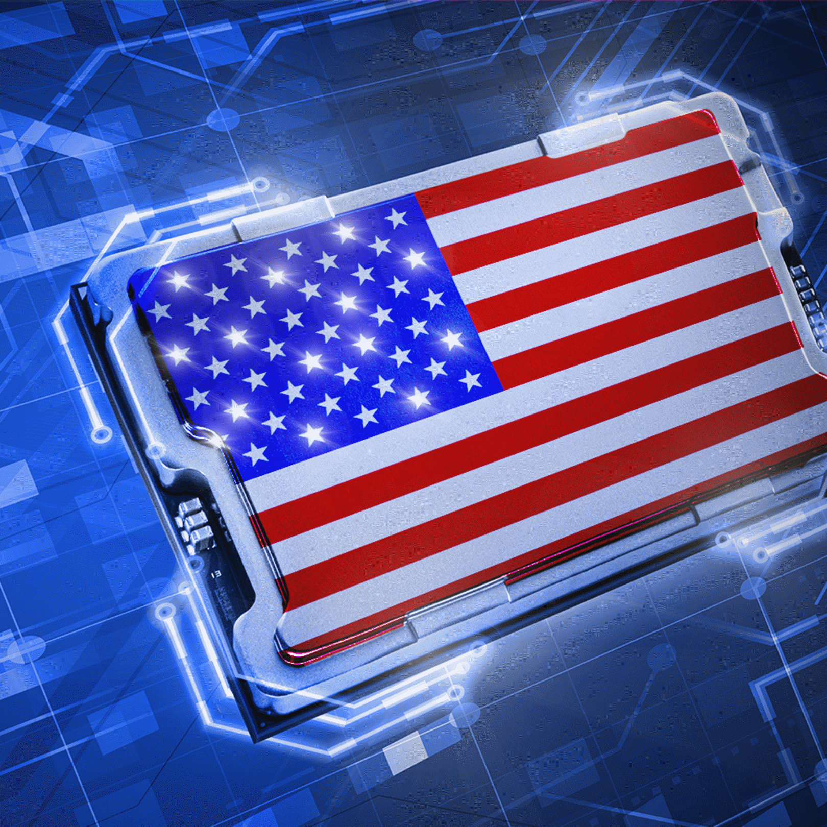 Intel chip with American flag
