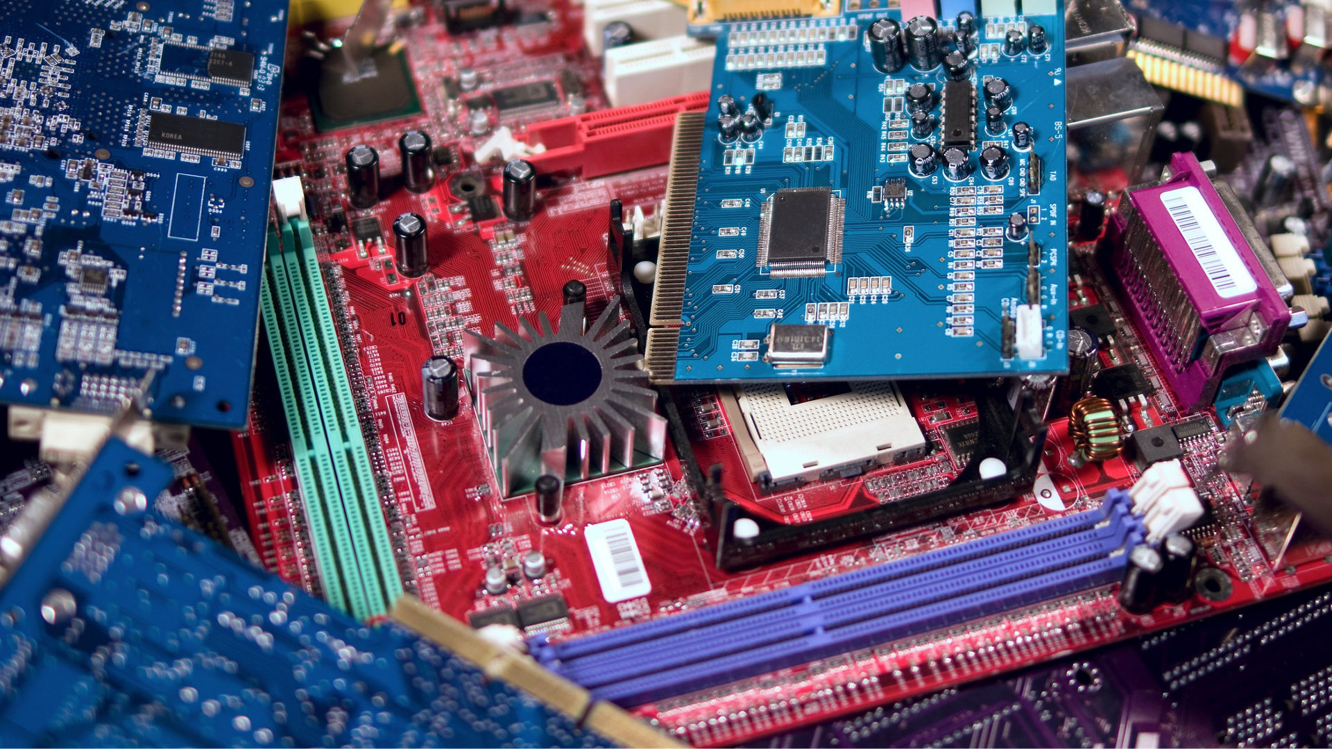 A pile of different circuit boards