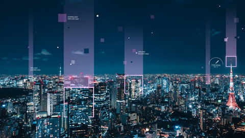 Abstract tech edge to cloud night