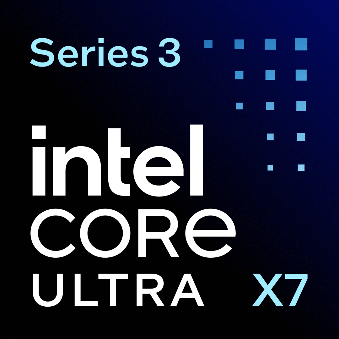 "Intel® Core™ Ultra Processor X7 2D Badge with flat, floating and grounded options. Floating and Grounded badges have glow and shadow options available for on dark and on light use. Available for digital or print use. Please refer to the ILU for embargo date information"