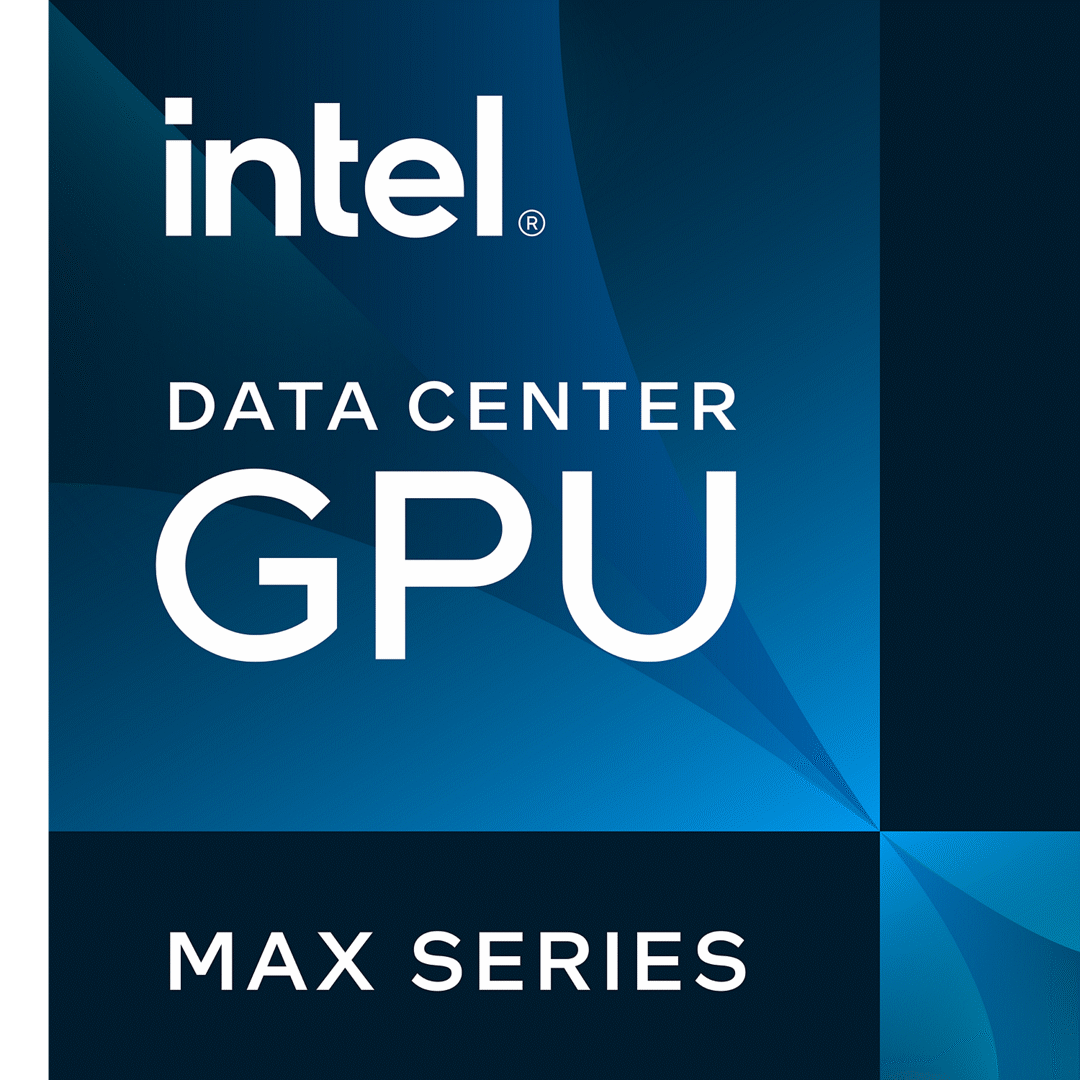Intel Data Center GPU Max Series 2D Product Badge. Includes embedded 16x9, 4x3, 1x1 renditions