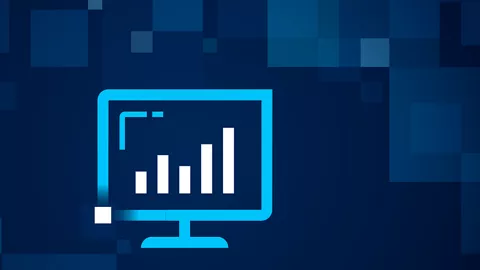 Icon to describe desktop analytics on abstract background