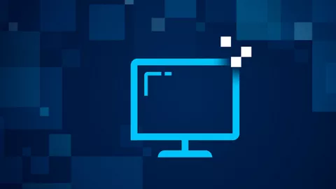 Desktop data level 2 blue spark background graphic