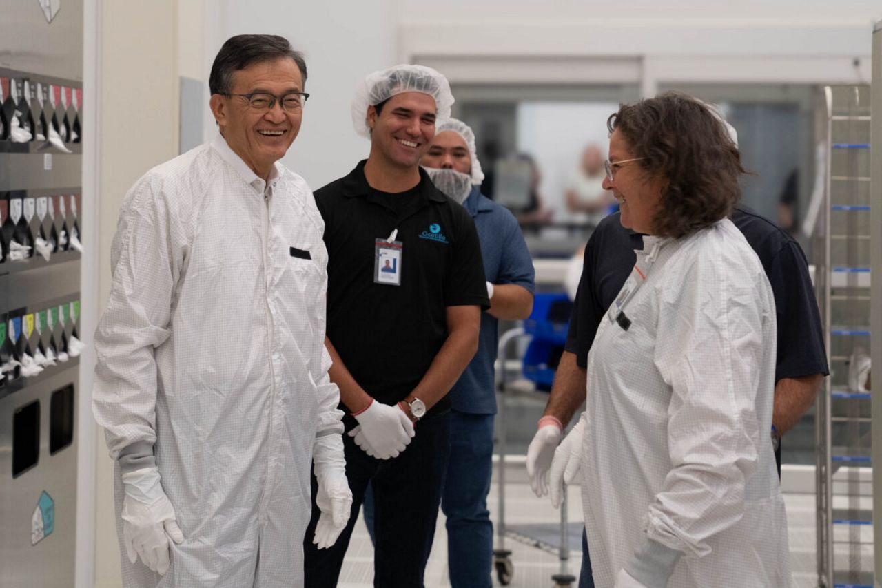 Intel CEO Lip-Bu Tan gowns up in a clean room bunny suit inside Fab 52 in Chandler, Arizona ahead of his October 2025 tour of the new factory building processors on Intel 18A. Joining him on the tour is Zivit Katz-Tsameret (right), Vice President, Intel Foundry Manufacturing and Supply Chain and Arizona Factory Manager. Anyone entering a semiconductor manufacturing environment must wear appropriate personal protective equipment (PPE), including what is popularly known as a "bunny suit," to prote