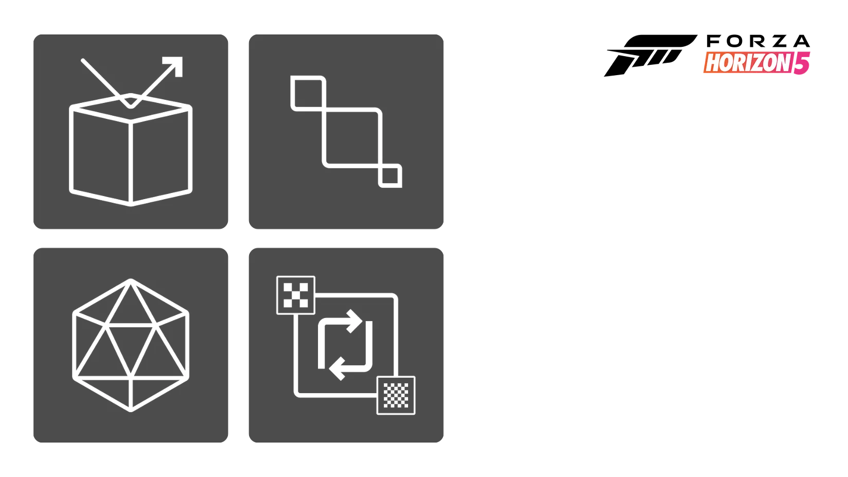 DirectX 12 Symbole und Forza Horizon 5 Logo