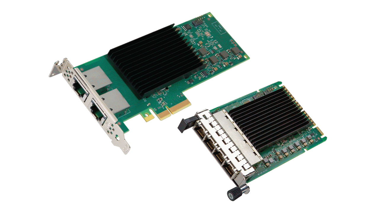 Intel Ethernet card E610 network adapter on a dark background