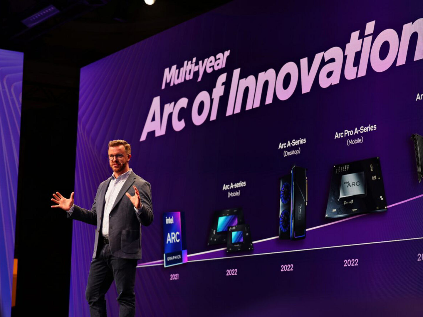Intel Arc graphics presentation at CES 2026.