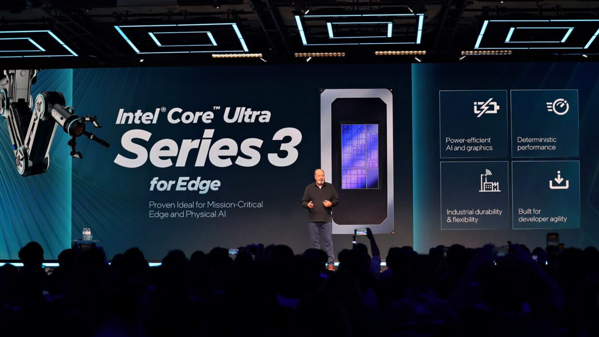 Intel Core Ultra Series 3 presentation at CES 2026.