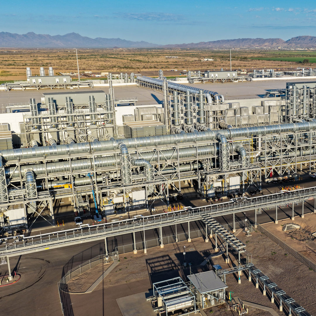 A drone photo shows Intel’s new Fab 52 in Chandler, Arizona, in September 2025. Fab 52 is Intel’s fifth high-volume fab at its Ocotillo campus. This facility will produce the most advanced logic chips in the United States and is part of the $100 billion Intel is investing to expand its domestic operations.