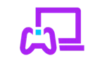Un ícono con una computadora y un controlador de juego