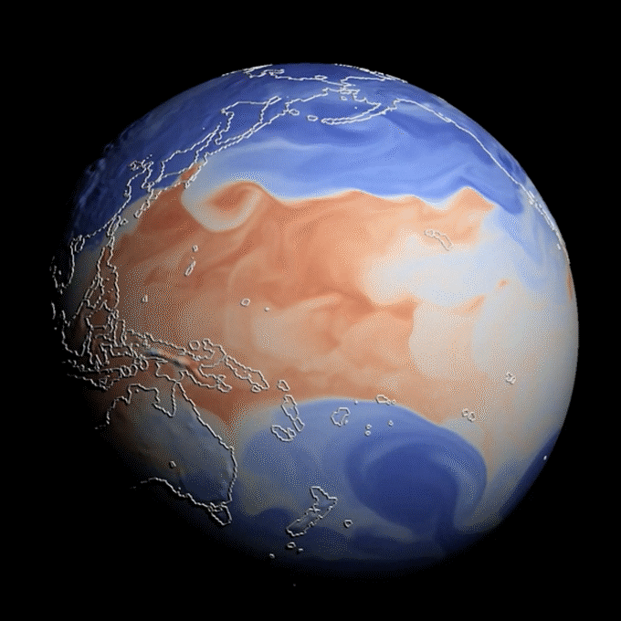 Global climate simulation visualization