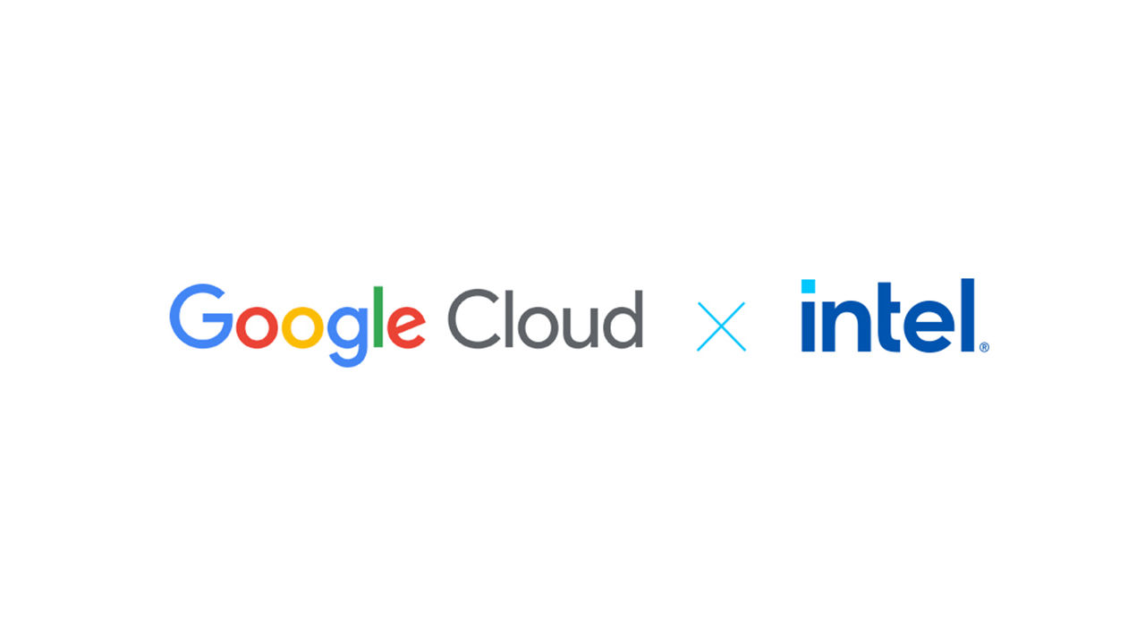 Logotipos do Google Cloud e da Intel