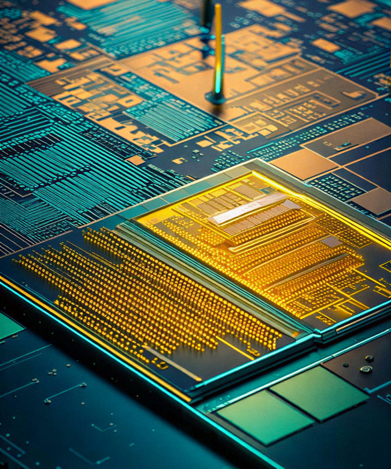 Um exemplo de circuito integrado em um sistema de chip.