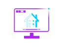 An icon of a monitor and a house being designed
