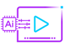 An icon with an AI chip next to a play button symbol showing editing capabilities