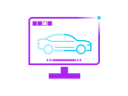An icon of a monitor and a car being designed