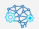 Digital brain with connected nodes and gears