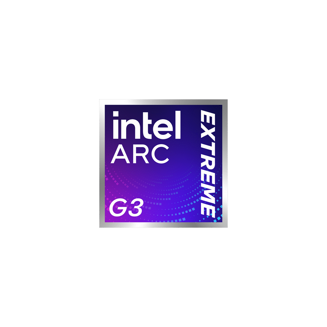 Intel® Arc™ G3 Extreme processor badge. Available for digital or print use.