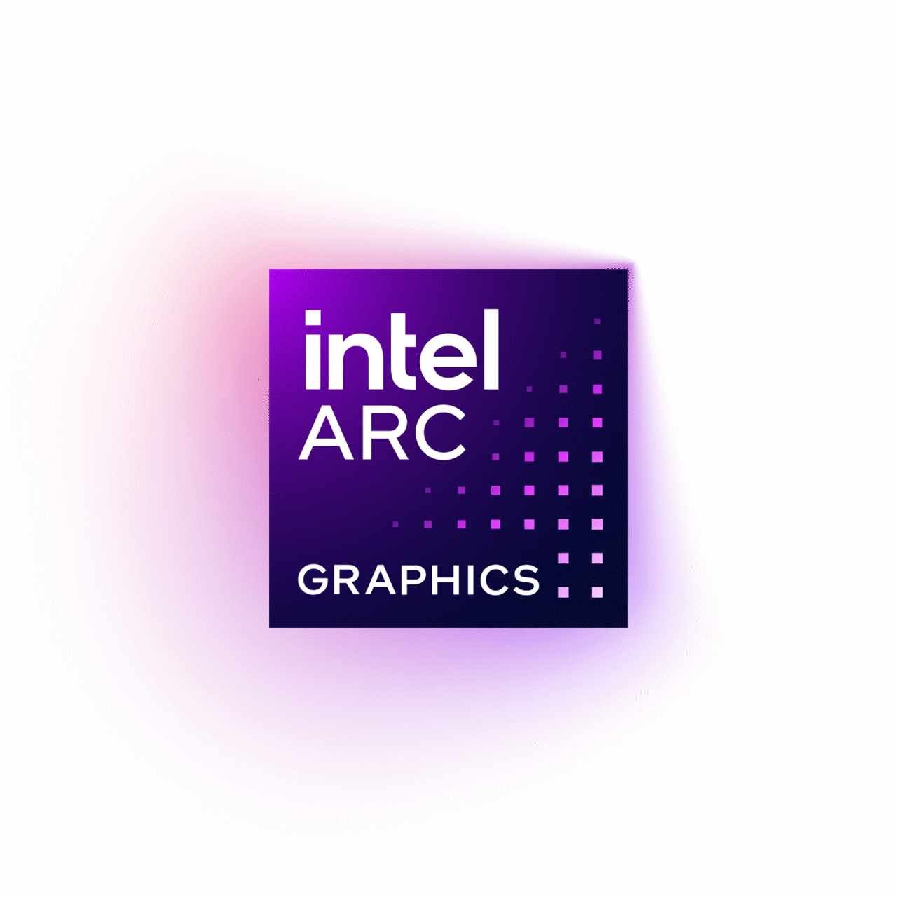 Logo für Intel&nbsp;Arc Grafik mit leuchtendem Hintergrund