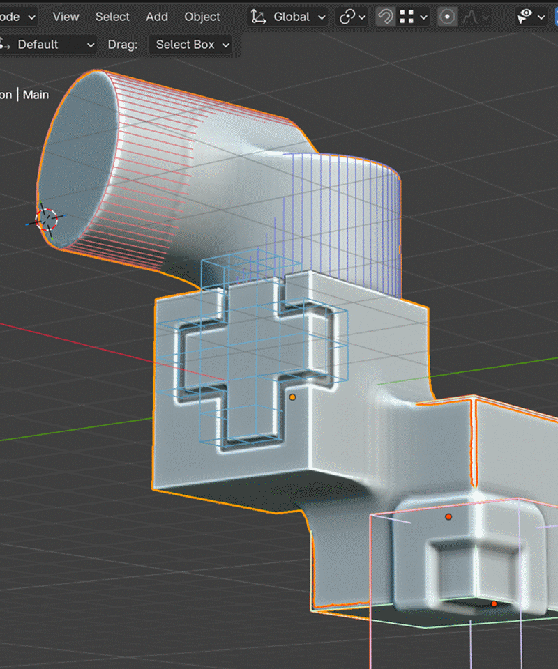 正在螢幕上修改的 3D 設計專案