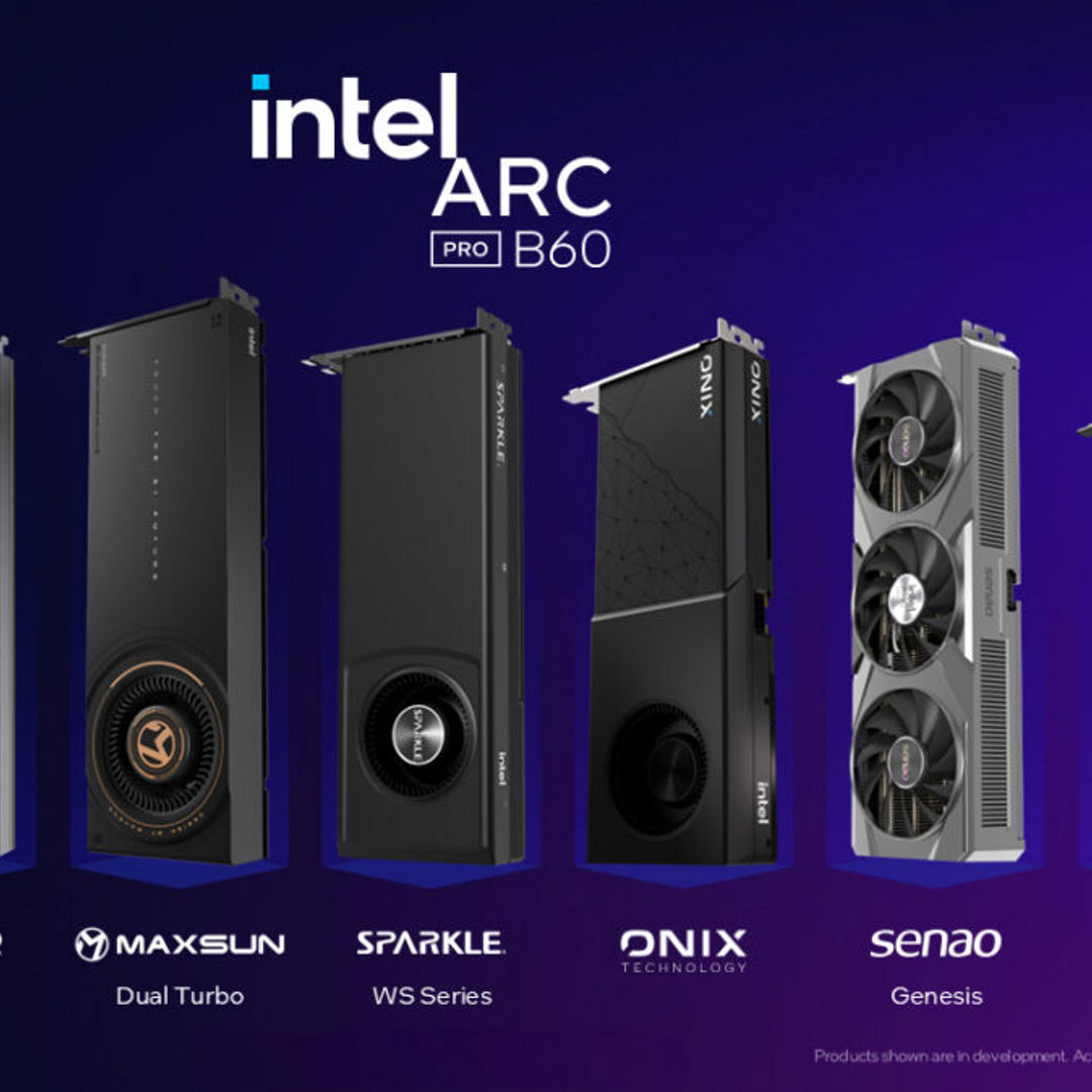 Intel Arc Pro B-Series graphics processing units are available f