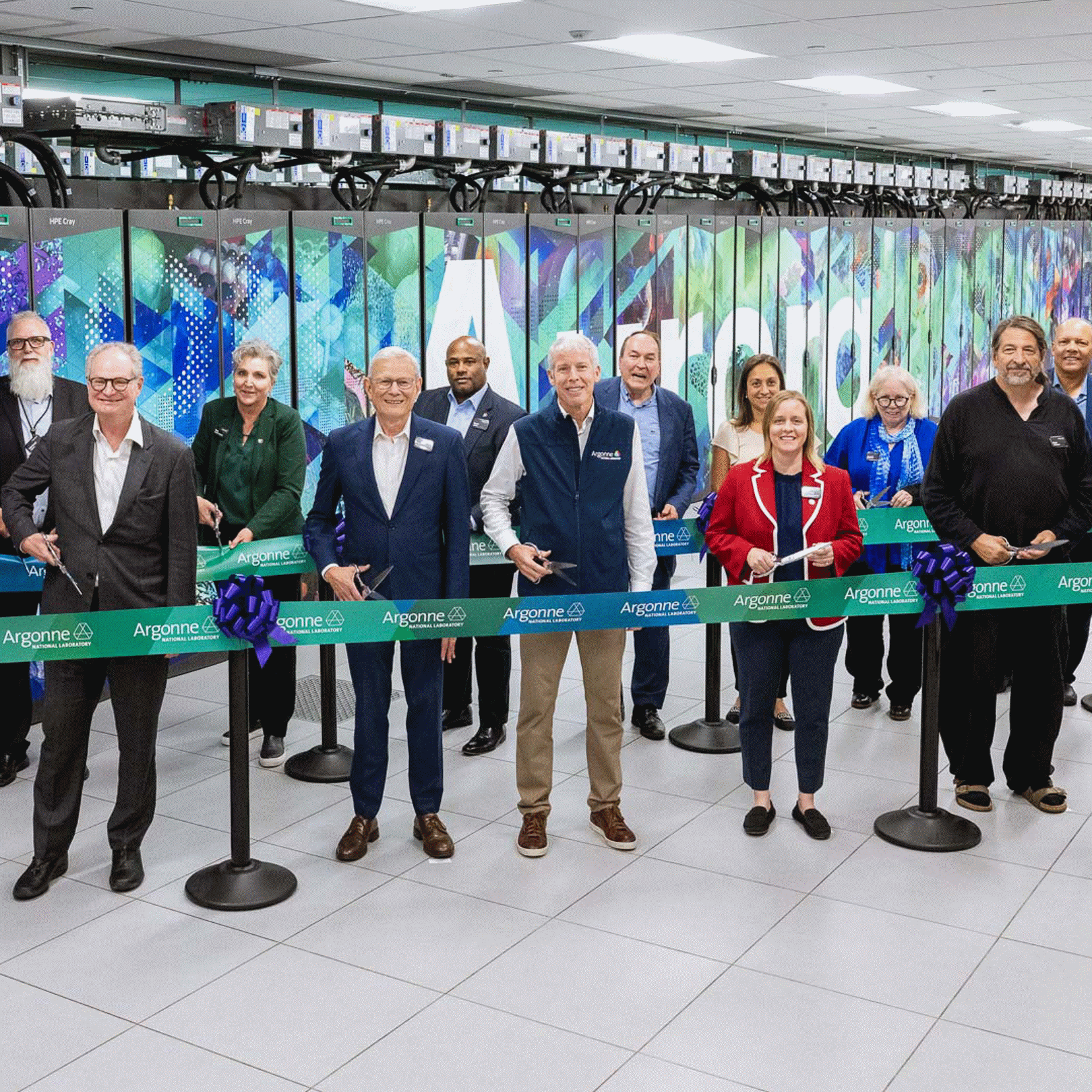 On July 16, 2025, in Lemont, Illinois, Intel leaders joined Argonne National Laboratory and HPE to celebrate a historic milestone in partnership with U.S. Department of Energy Secretary Christopher Wright: the launch of the Aurora exascale computer. Aurora marks a significant achievement in the advancement of high performance computing. (Credit: Argonne National Laboratory)