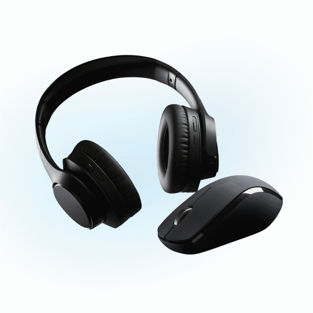Headphone and mouse.