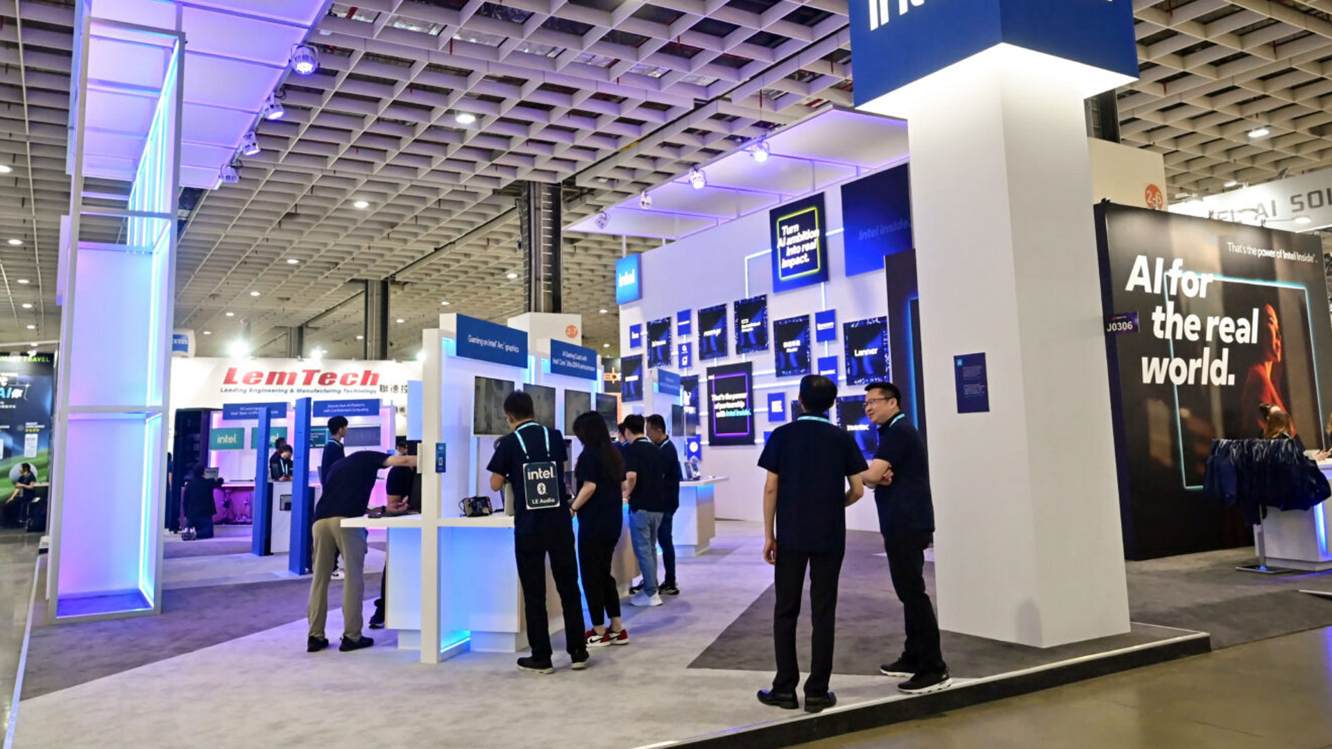 At Computex 2025 in Taipei, Taiwan, the Intel booth showcases AI
