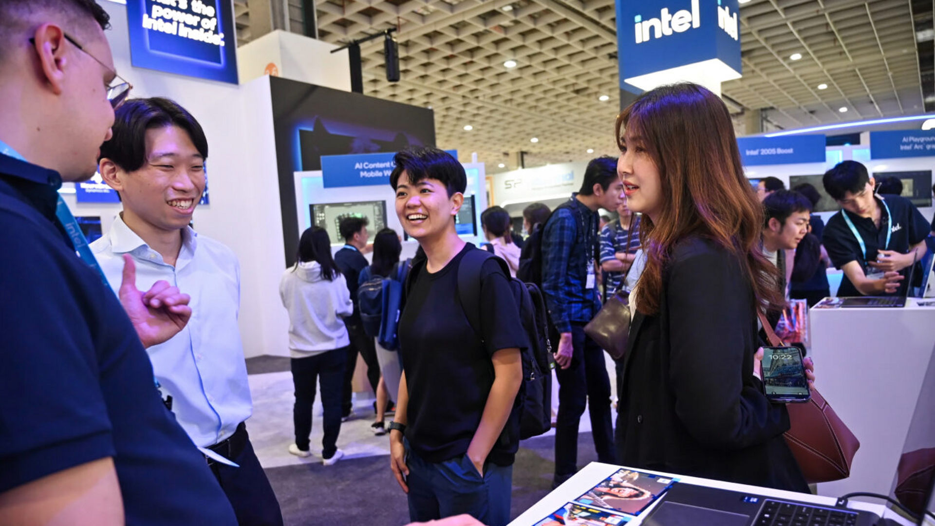 At Computex 2025 in Taipei, Taiwan, the Intel booth showcases AI