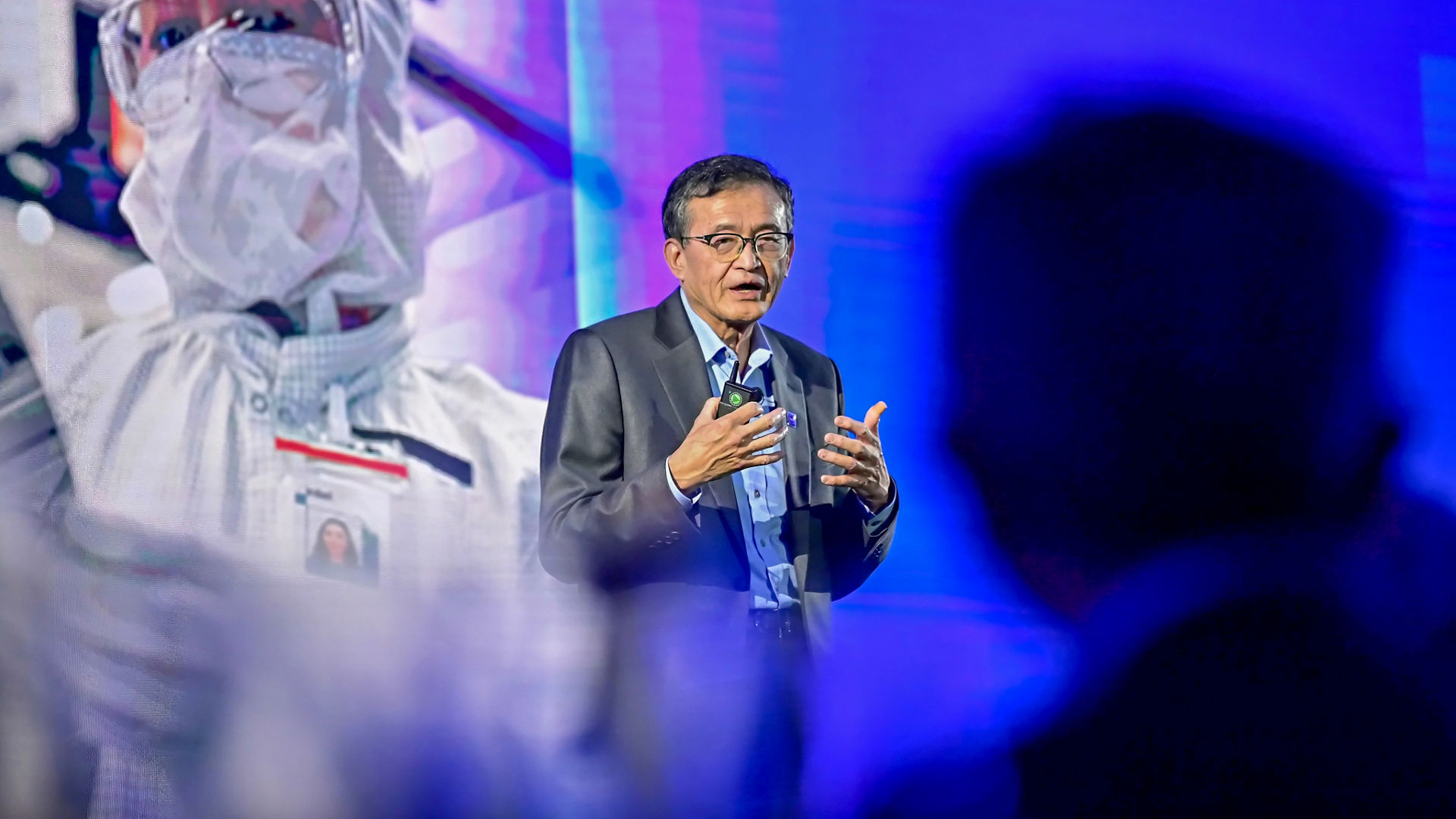 Intel CEO Lip-Bu Tan speaks at the Intel 40th anniversary event in Taipei.